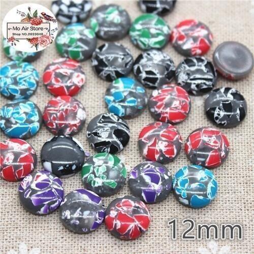 12/14mm round flatback resin imitation stone bead button Resin Cabochon bead Art Supply Decoration Charm bead