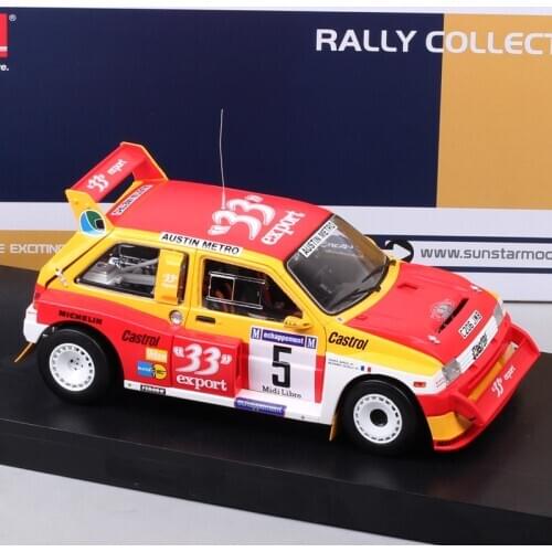 1/18 Scale SunStar 1986 Austin MG Metro 6R4 Winner Criterium Des Cevennes #5 D.Auriol Rally Car Model Diecasts & Toy Vehicles