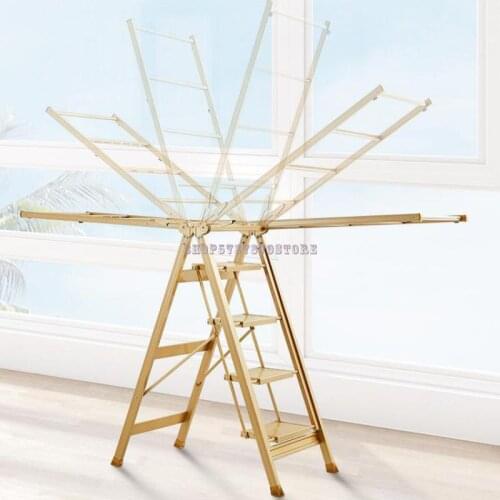 Multifunctional Household Ladder Clothes Hanger Dual Purpose Floor Indoor Thickened Step Ladder Aluminum Alloy Folding H