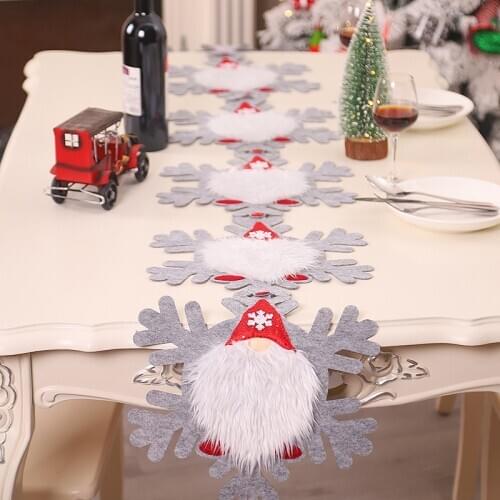 Multi-function DIY Cartoon Christmas Santa Claus Snowflake Tablecloth Table Mat Tree Pendants Runner New Year Xmas Party Decor
