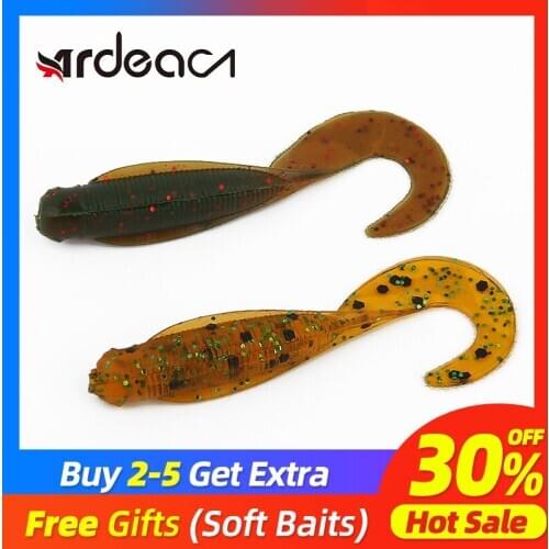 Ardea Soft Lures 10pcs 40mm 0.4g Silicone Bait Worm Swimbait Wobblers Artificial Curly jigging tail Baitfishing Fishing Tackle