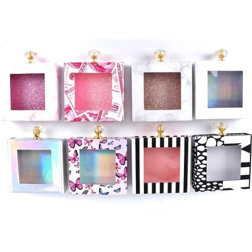 New colorful wholesale packaging box fake 3d mink lashes boxes faux cils strip diamond magnetic case empty print logo