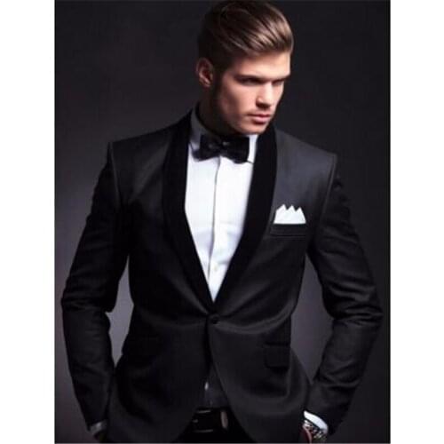 New Fashion Black Men Suits For Wedding 2Pieces(Jacket+Pant+Tie) Latest Coat Pant Design Terno Masculino Groom Blazer