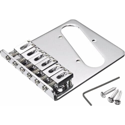 One Set Of Silver Chrome 6 TL Electric Guitar Bridge L Shape Saddle For Electric Guitar+3 Mount Screw+Hex Wrench