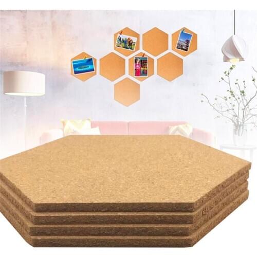 Office Home Wood Photo Background Hexagon Stickers Self-Adhesive Cork Board Tiles Wall Drawing Bulletin Boards