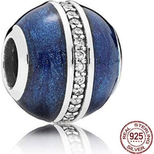 Paylor 925 Sterling Silver Beads Planet CZ Zirconia Charm fit Original Pandora Bracelets for Women Jewelry Making Birthday Gift
