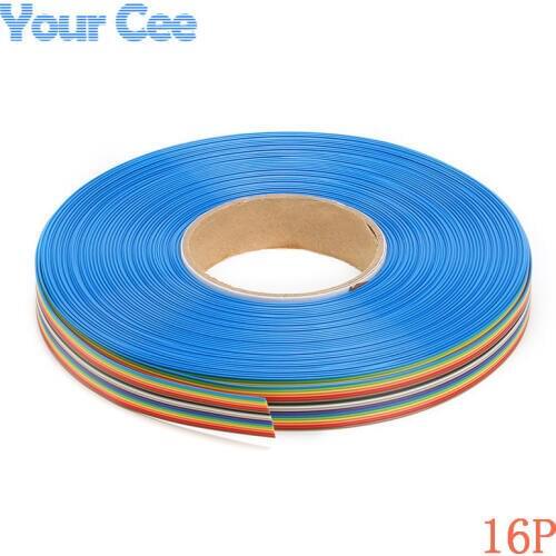 5 meter 1.27mm Spacing Pitch16 Way 16P Flat Color Rainbow Ribbon Cable Wiring Wire Stranded Conductor For PCB DIY 16 Way 16 Pin