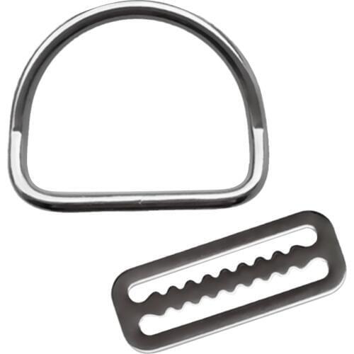 Underwater Scuba Diving Dive Weight Belt Keeper & Bent D Ring - Marine Grade 316 Stainless Steel