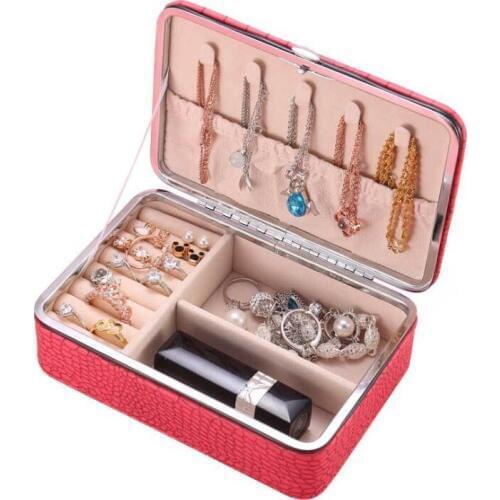 Korean Portable Jewelry Box Storage Box Earrings Ring Finishing Box Velvet Leather Jewelry Necklace Box For Girlfriend