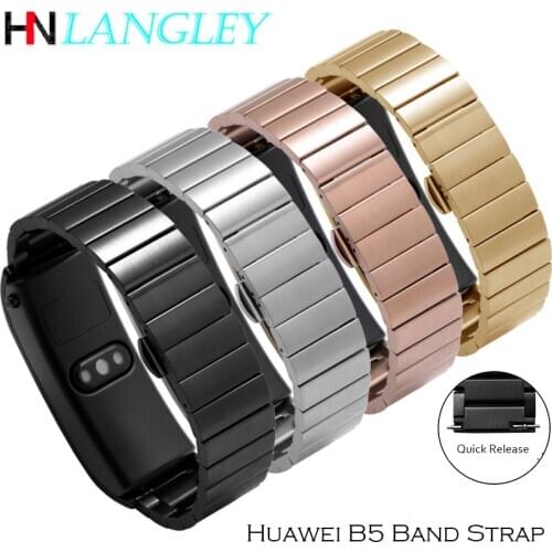 16mm 18mm Watch Band For Huawei B5 B3 Bracelet Strap Stainless Steel Replacement Wristband Men Women B3 B5 Bracelet Accessories