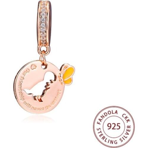 Fit Pandora Bracelet Authentic 925 Sterling Silver Dinosaur & Butterfly Friendship Dangle Charms Beads for Jewelry Making kralen