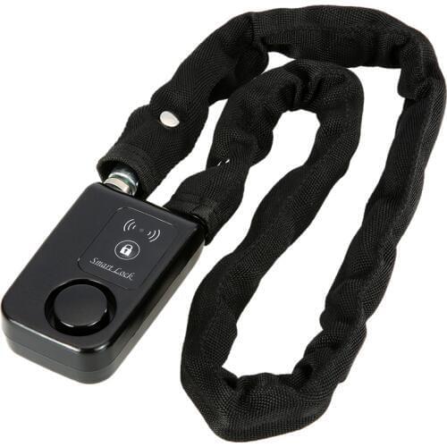 Black Smart Chain Lock 80Cm Smart Waterproof Bluetooth Lock 110Db Latest Anti Theft Alarm Keyless Phone App Control Lock Access