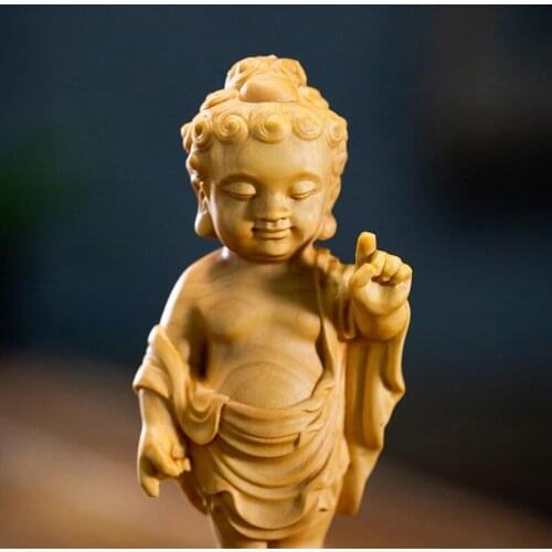 10/12CM Sakyamuni Buddha nuevas estatuas de madera estatua de Buda boj Zodíaco decoración del hogar fortuna prosperidad Feng Shu