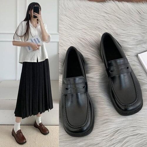 Mary Jane Shoes Girls Commuter Uniform JK Lolita Small Leather Shoes Casual Retro College Gothic PU High Quality Platform Falts