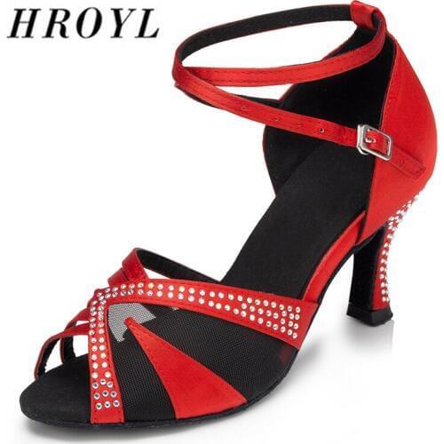 Brand New HROYL Women Latin dance shoes For Girls ladies Ballroom Tango Dancing Shoes 10/8.5/7.5/6CM Heels Salsa Dropshipping