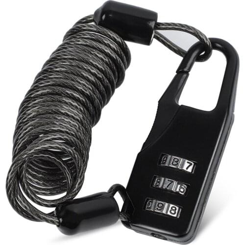 Bicycle Helmet Wire Rope Code Lock Electric Car Motorcycle Portable Lock Outdoor Mountain Bike Rope Padlock Cycling Equipment