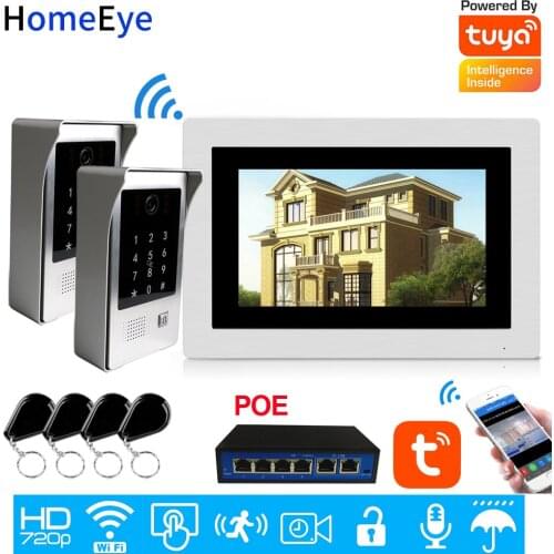 WiFi Video Intercom IP Video Door Phone Tuya App Unlock Password+IC Card 2 Doors Access Control System Security Smart Doorbell