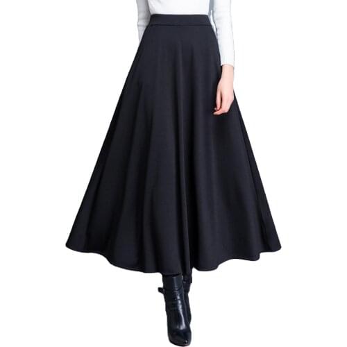 High Waist Pleated Skirt Elegant Ladies Wine Red Black Solid Color Maxi Long Skirts Women Faldas Saia Plus Size 3XL