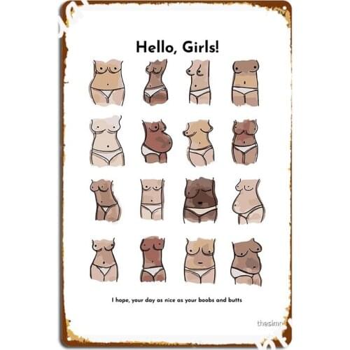 Funny Bathroom Art Female Body Boobs And Butts Metal Plaque Poster Home Wall Decor Club Party Designing Tin Sign Poster