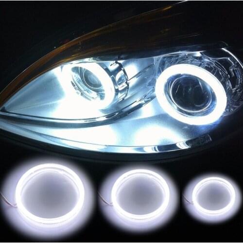 1Pair Car Cob Aperture Angel Eye LED Headlight COB White Light Circle 60/70/80/90/100/110/120mm Motorcycle Auto Modification