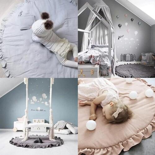 1pcs Baby Crawling Mat Children Blanket Soft Children Decoration Photo Mat Room Playmat Props Room Infant Round Cott T1S8