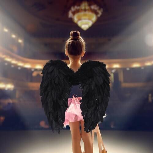 1Pc Angel Feather Wing Christmas Party Outfit Stage Performance Supply (Black)