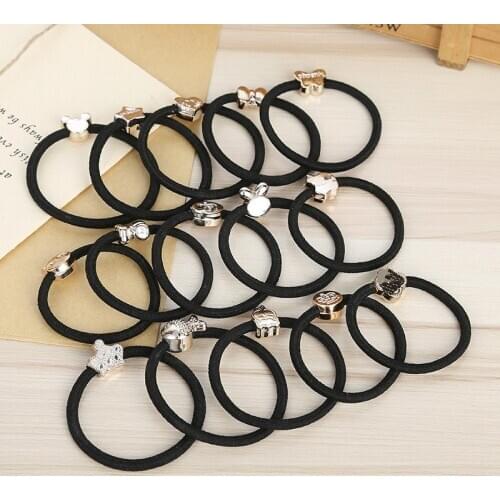 10 Pcs/set Women Girls 5.5CM Black Nylon Elastic Hair Bands Ponytail Holder Rubber Bands Scrunchie Headband Hair Accessories