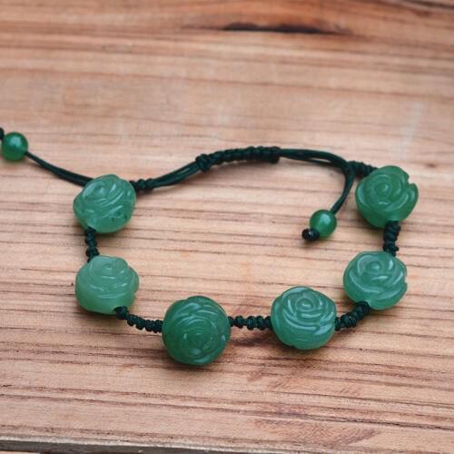 100% Ture Natural Green DONGLING stone Bracelet Carved Beautiful Rose Flower Bracelet Bangles Gift for Women Jades Jewelry