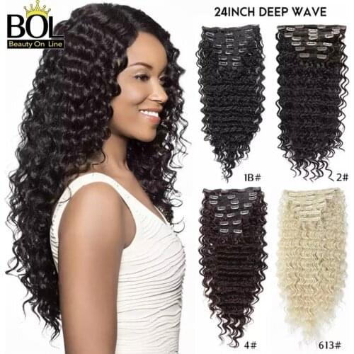 140G Synthetic Clip In Hair Extension Long Straight Kinky Curly Natural Deep Wave 7 Pcs Full Head Clip On Hair Brown Black 613