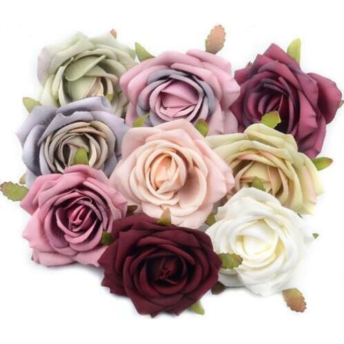 15pcs Large 7cm European Retro Silk Artificial Rose Flower Heads For Wedding Party Home Decoration DIY Garden Craft Fake Flowers