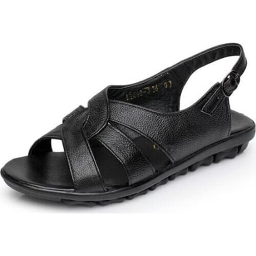 2020 Light Soft Comfort Summer Women Sandals Genuine Leather Shoes Flat Non-Slip Plus Size Women Shoes Casual Sandals 4 Colors