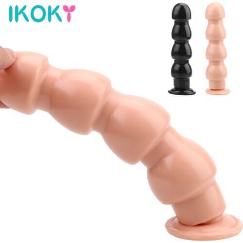 IKOKY 9 Inches Anal Beads with Sucker Huge Anal Plugs Anal Sex Toys for Women Dilator Anal Silicone Large Butt Plugs