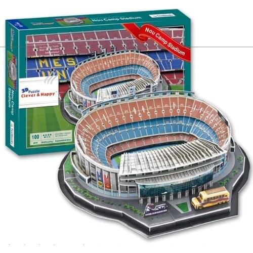 Bassa Football Field Model Spains Nou Camp Stadium 3D Paper Puzzles Toys Kids DIY Assembled Toys Football Field Assembled Model