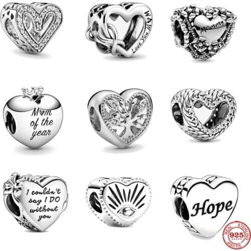 2021 NEW mom family tree hope heart shape diy Beads fit Original Pandora Charms Silver 925 Bracelet DIY Women Jewelry F001