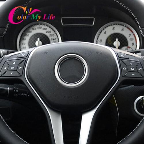 Color My Life Aluminum Alloy Car Steering Wheel Logo Circle Trim for Mercedes Benz A180 A200 A250 A260 A220 W169 2013-2015