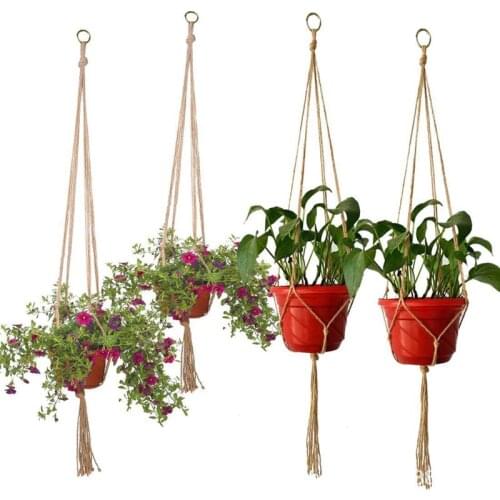 Handmade Macrame Flower Pot Horticultural Home Door Balcony Courtyard Garden Decor Knotted Rope Flowerpot Net Bag Hanging Basket