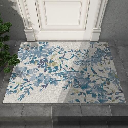 Chinese Style Door Mat Carpet Flower Living Room Bedroom Bathroom Hallway Door Mat Anti-slip Easy Clean PVC Kitchen Mats Carpet