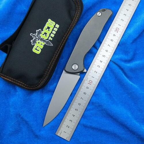 Green Thorn 2021 New Flipper Flat Folding Knife K110 Blade Titanium Handle Outdoor Camping Hunting Fishing Pocket Fruit EDC Tool