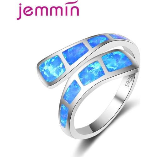 Pretty Jewelry Opal Rings Women Rings Blue Fire Opal 925 Sterling Silver Women Party Ring Fine Gifts size 6 8 9
