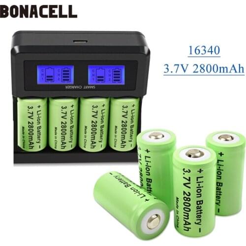 2800mAh 3.7V Li-ion Rechargeable 16340 Batteries CR123A Battery For LED Flashlight Travel Wall Charger For 16340 CR123A Battery