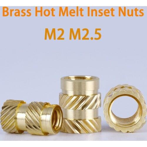 M2 M2.5 100Pcs Brass Hot Melt Inset Nuts Heating Molding Copper Thread Inserts Nut SL-Type Double Twill Knurled Injection Brass