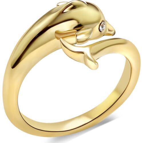Cute dolphin ring 316L Stainless steel Jewelry Birthday Gift for Girl Gold color Lovely Rings Female OL Jewellery