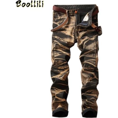 Gothic Style Design 2020 New Fashion Hole Destroyed Mens Slim Denim Straight Biker Skinny Jeans