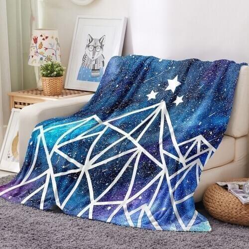 Children Adult Soft Star Shaped Pattern Printed Flannel Blanket Comfortable Breathable Material Suitable for Sofa Bedroom Bed