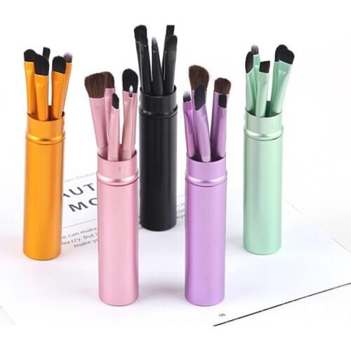 5pcs Travel Portable Eye Makeup Brushes Set Smudge Mini Eyeshadow Eyeliner Eyebrow Brush Lip Make Up Brush