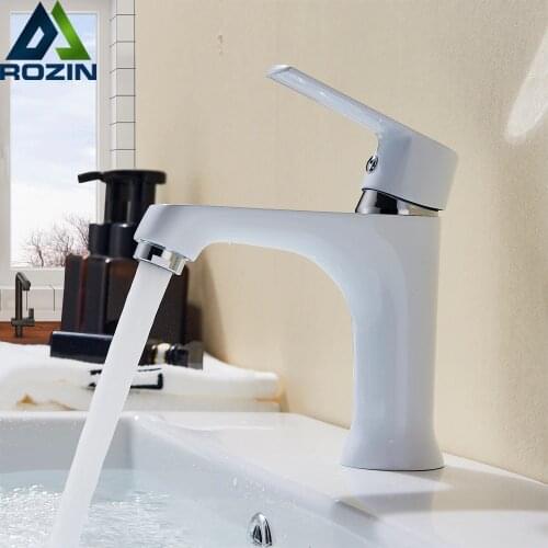 White Basin Faucet Single Lever Brass Bathroom Vessel Sink Mixer Faucet Hot Cold Crance Water Tap Deck Mounted One Hole