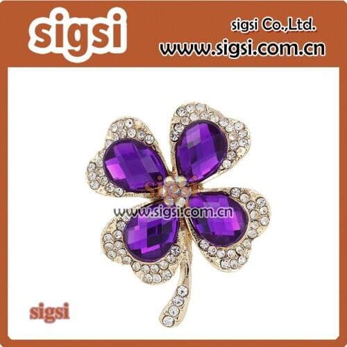 Fashion Wholesale Crystal Rhinestone brooch Four Leaf Clover Brooches For Wedding brooch pin