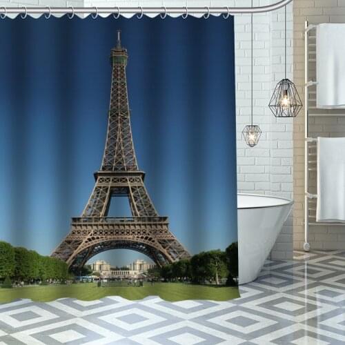 Paris-Eiffel Shower Curtains Waterproof Fabric Bathroom Decoration Supply Washable Bath And Shower Curtain Custom