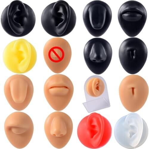 1PC Silicon Ear Eye Nose Mouth Tongue Navel Piercing Model Press Needle simulation display Piercing Tool Jewelry