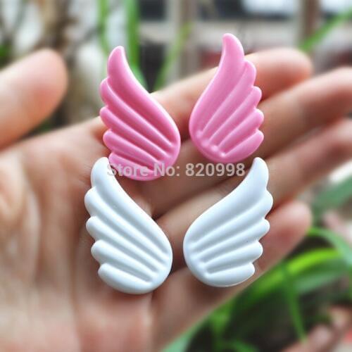 5 pair 2 colors Cute Angel Wings For Diy Phone deco Kawaii Flatback Resin Cabochon Scrapbook Embellishment 40*23mm